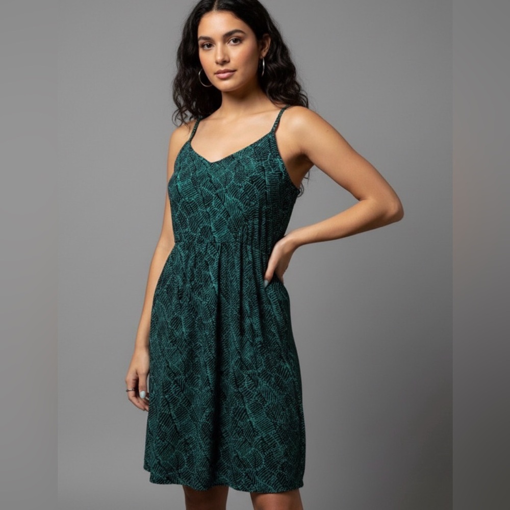 Mossimo Supply Co. Teal and Black Patterned Dress
